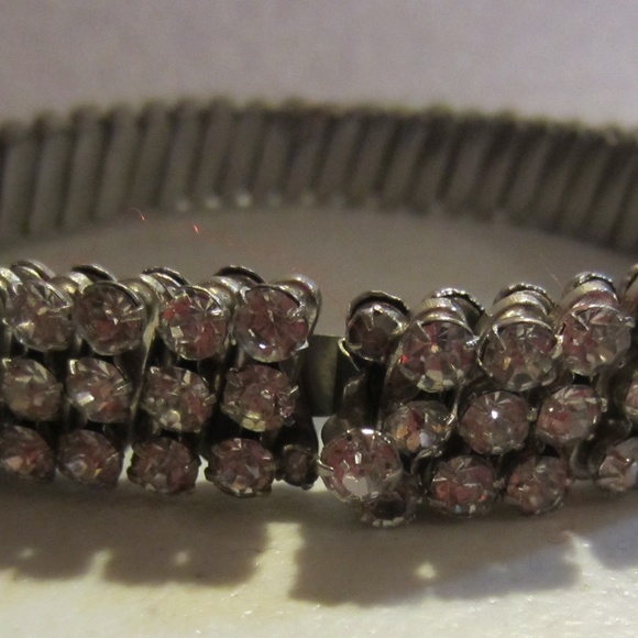 Vintage rhinestone expandable choker necklace - Picture 3 of 5